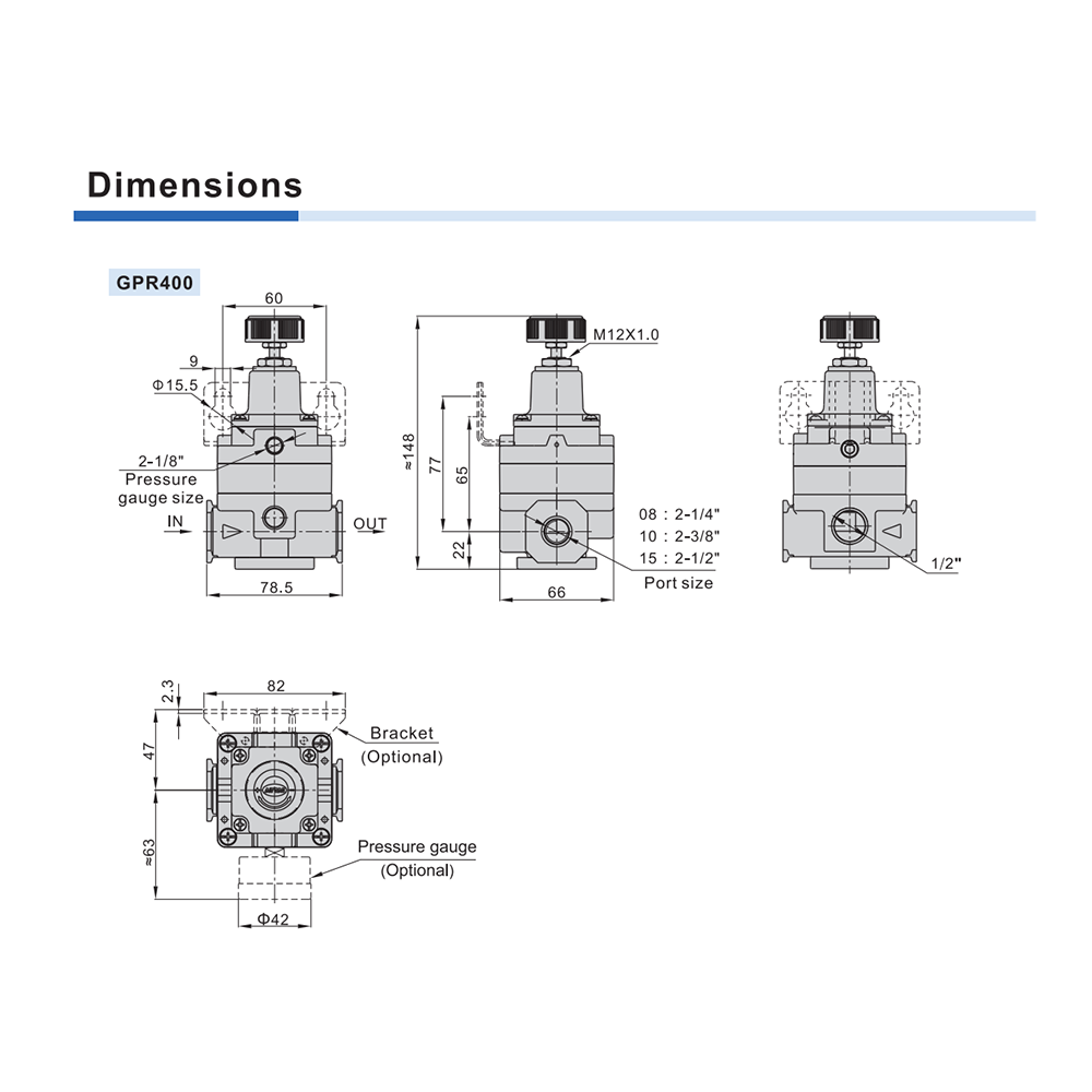 GPR40008LNT AIRTAC PRECISION REGULATOR<BR>GPR400 SERIES 1/4" NPT 1-30 PSI MNT BRK